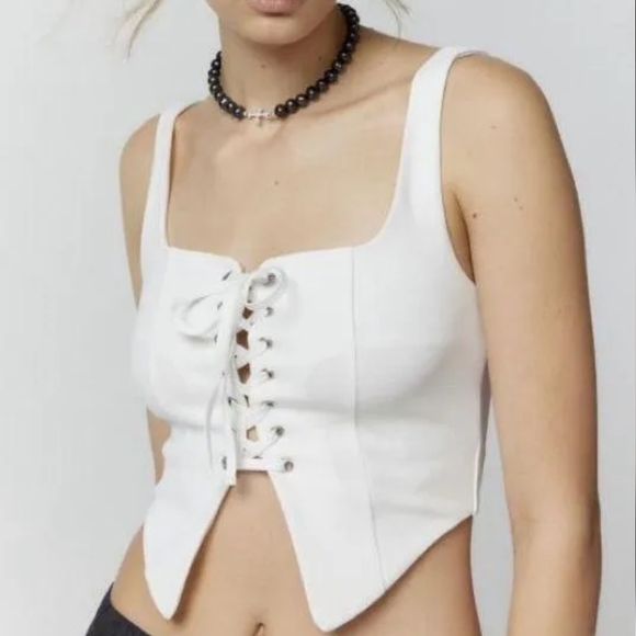 Urban Outfitters Silence and Noise White laced-up Corset Vest size M - Picture 2 of 4